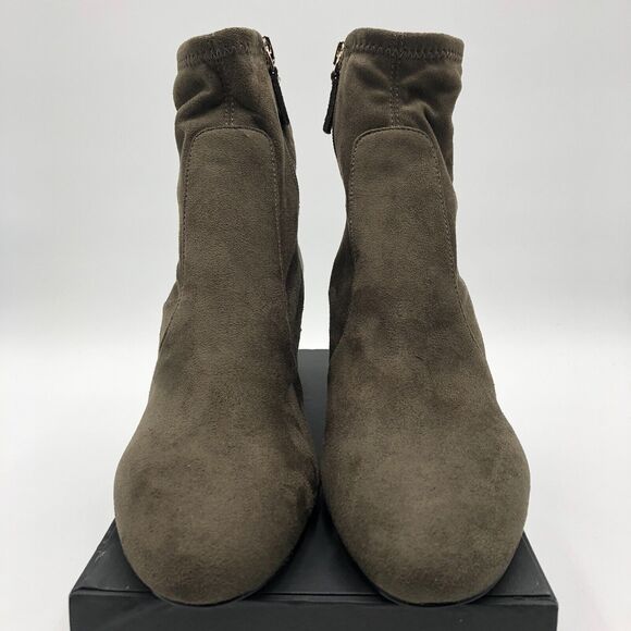 Aldo Ankle Booties‎ Women's Size 8 Green Suede Almond Toe Block Heel Side Zip - Picture 4 of 16